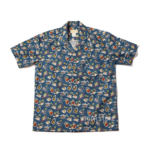 Bronson Classic Aloha Hula Dancer/Palm/Surfer Printing Hawaiian Shirts For Men