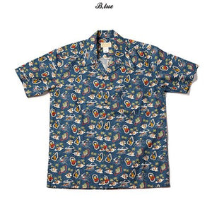 Bronson Classic Aloha Hula Dancer/Palm/Surfer Printing Hawaiian Shirts For Men