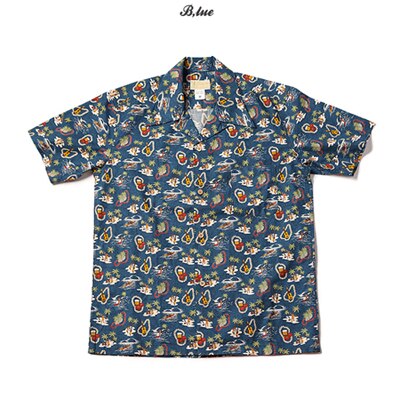Bronson Classic Aloha Hula Dancer/Palm/Surfer Printing Hawaiian Shirts For Men