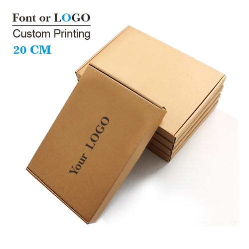 50pcs 20cm series Custom Kraft Corrugated paper shipping mailer boxes Printed logo Packaging Clothes trousers polo shirt Box