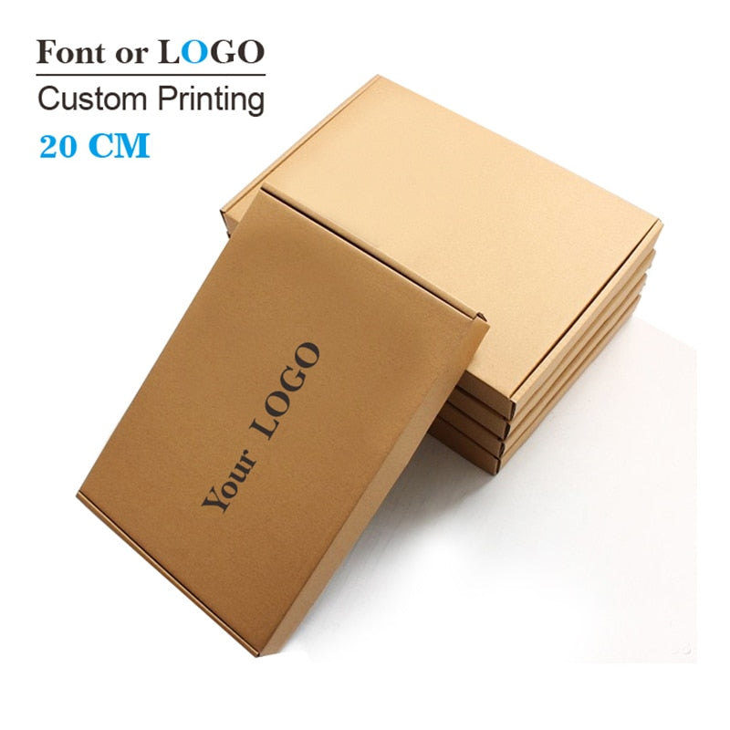 50pcs 20cm series Custom Kraft Corrugated paper shipping mailer boxes Printed logo Packaging Clothes trousers polo shirt Box