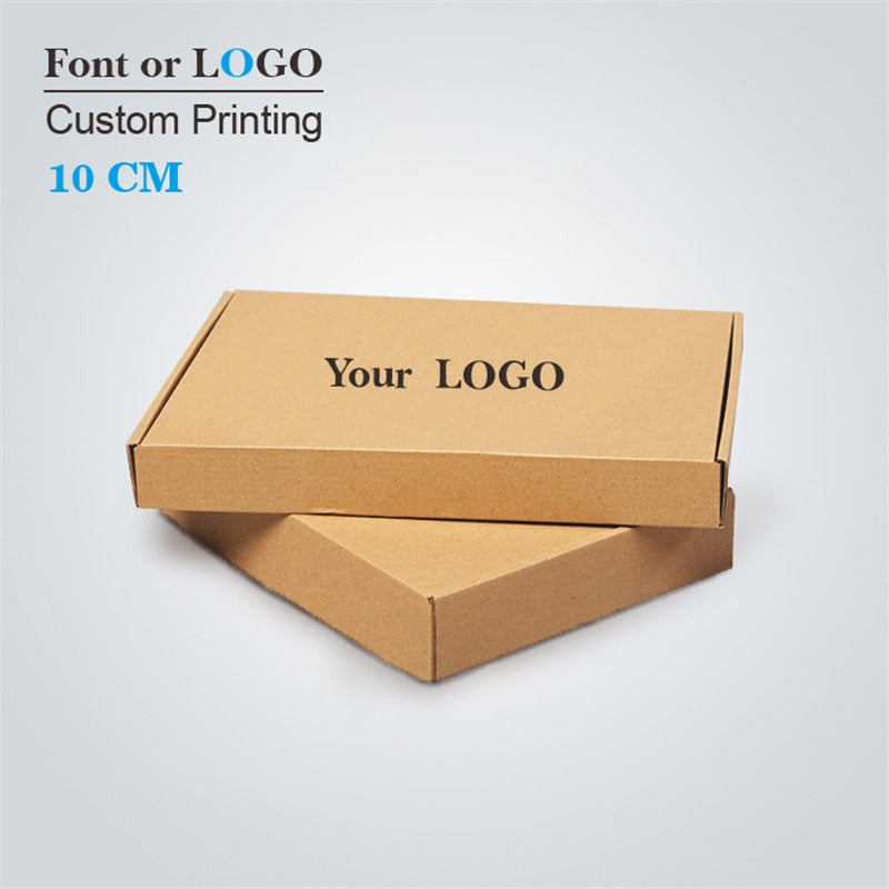 50pcs 10cm series Custom Kraft Corrugated paper shipping mailer boxes Printed logo Packaging Clothes trousers polo shirt Box