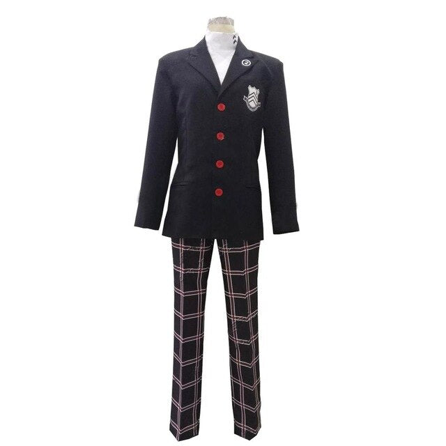 2017 Persona 5 Protagonist Cosplay Costume Men's Suits School Uniform Christmas Party Halloween Outfit Coat+Pants+Shirt Full Set