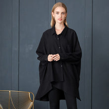 Load image into Gallery viewer, 2019 Early Autumn Enlarge Code Suit-dress 200 Pounds Of Fat Mm Thin Long Fund Bat Sleeve Shading Temperament Shirt