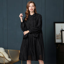 Load image into Gallery viewer, 2019 Early Autumn Will Code Suit-dress Temperament Shirt Fat Skirt Mm Thin Western Style Cover The Belly A Word Chiffon Dress