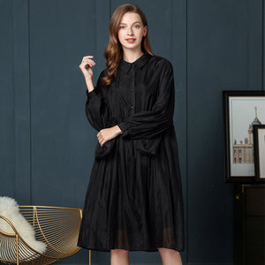 2019 Early Autumn Will Code Suit-dress Temperament Shirt Fat Skirt Mm Thin Western Style Cover The Belly A Word Chiffon Dress