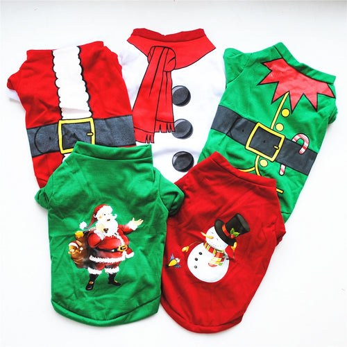 Christmas Pullover Hoodies Dog Clothes Pet Dog Cat Costume Cotton T-Shirt Casual Clothes XS S M L W8110
