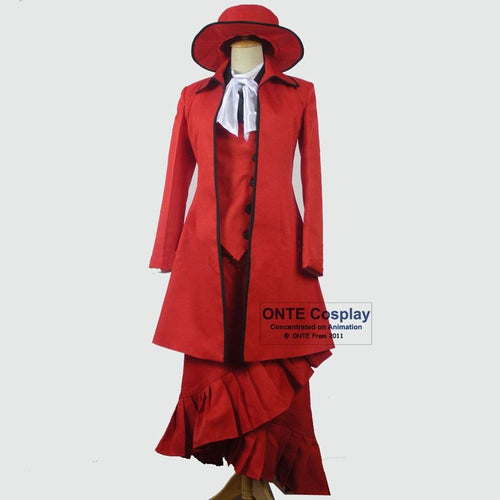Cartoon Black Butler Cosplay Costumes Madam Red Fancy Party Outfits + Coat +Shirts+Hat for Halloween Christmas Gift