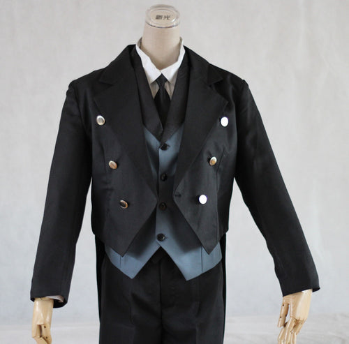 Black Butler Sebastian Michaelis Cosplay Costume Anime Cos Swallow-tailed Coat Vest Shirt Pants Tie 5PCS Set Halloween Christmas