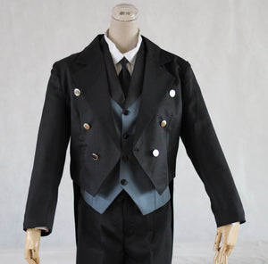 Black Butler Sebastian Michaelis Cosplay Costume Anime Cos Swallow-tailed Coat Vest Shirt Pants Tie 5PCS Set Halloween Christmas