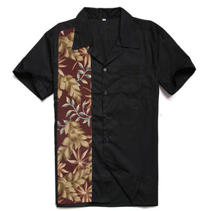 AOWOFS Mens Hawaiian Shirts Black Big and Tall Men Clothing Short Sleeve Large Panel Casual Flowers Shirts Plus Size Retro Style